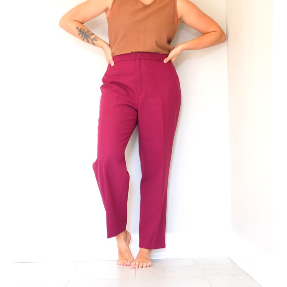 70s Vintage Levis Bend Over Cranberry Slacks Loose Straight Leg Size 12 Waist 33 - Picture 2 of 7